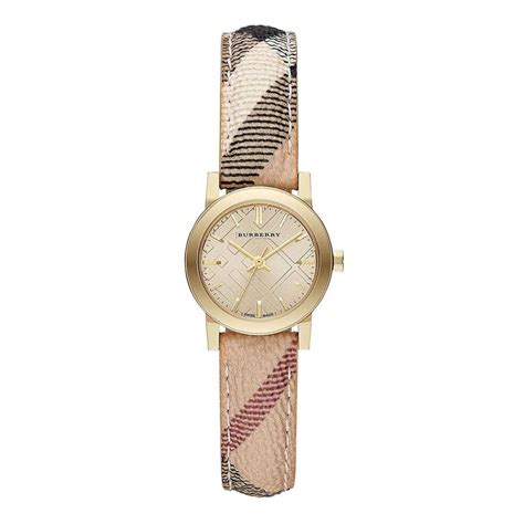 Burberry Champagne Dial Haymarket Check Fabric Ladies 